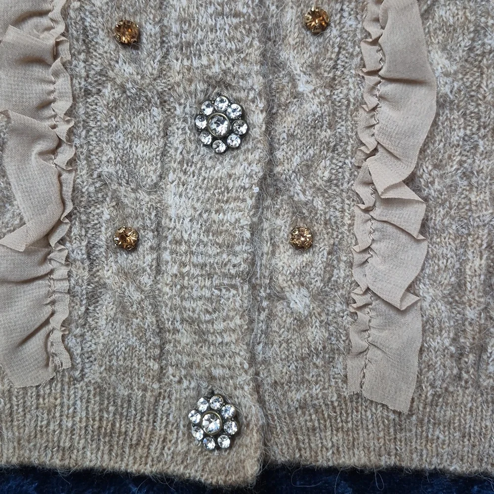 Anthropologie Maeve Short Sleeve Embellished Ruffle Cardigan SZ XL, New W Tags - Picture 6 of 13